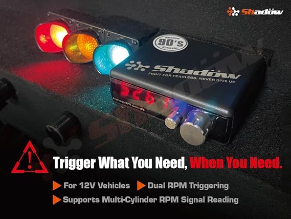 Shadow R-Commander 2 RPM Activated Switch Controller Dual Trigger Controller with Shift Light Output, Tachometer Display, 12V Output Control for Solenoid & Mods, for 12V Vehicles