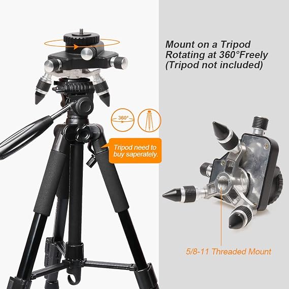 360-Degree Rotating Base Laser Level Adapter, for Line Laser Level Tripod Connector, with Standard 5/8 Threaded Mount Laser Base