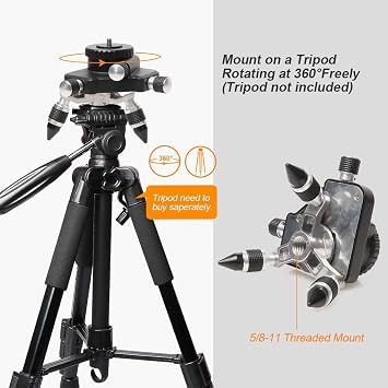 360-Degree Rotating Base Laser Level Adapter, for Line Laser Level Tripod Connector, with Standard 5/8 Threaded Mount Laser Base