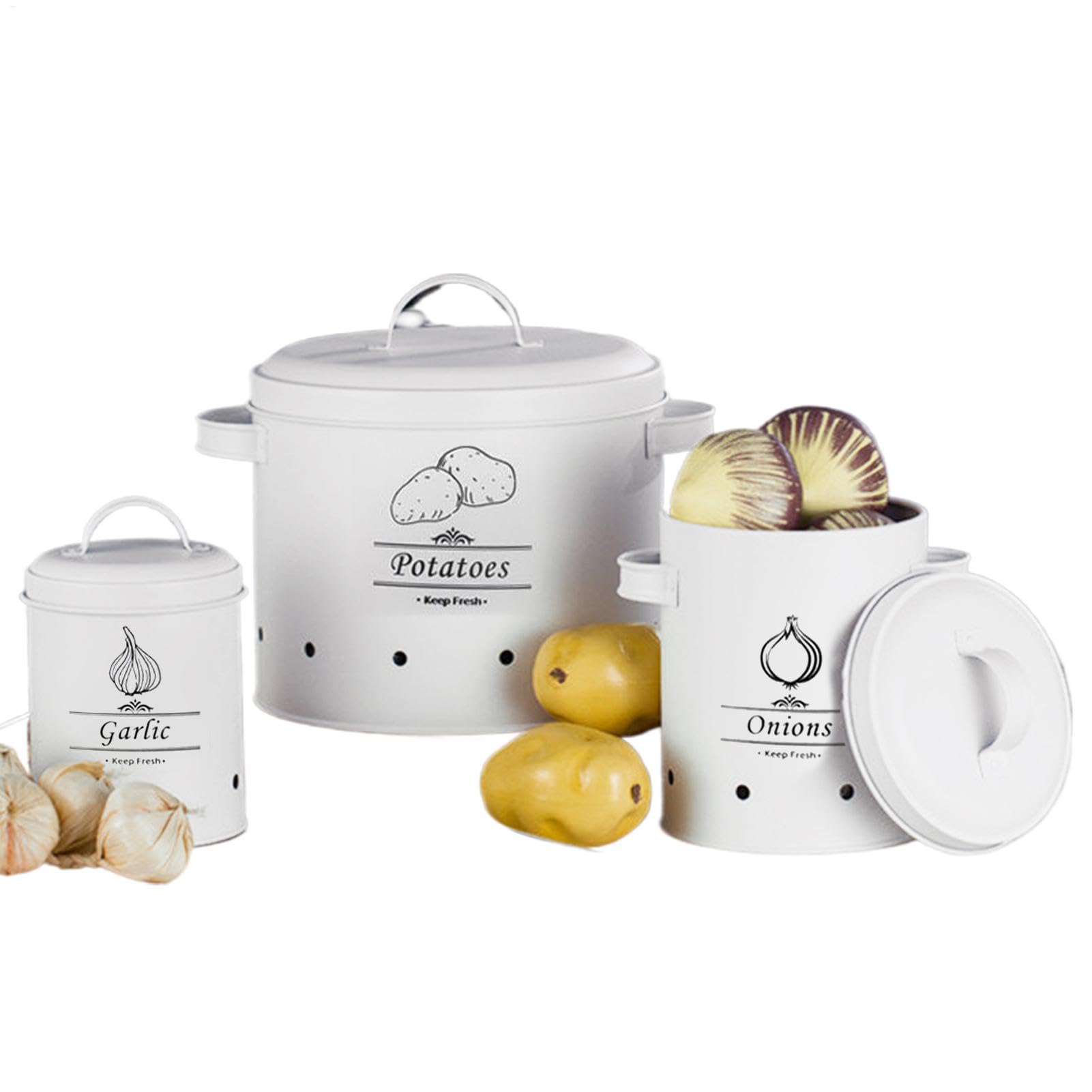 Conservazione di verdure da cucina, Conservazione di cipolle di patate | Barattoli da cucina, Pentole da cucina vintage, Pentole per verdure da cucina, Contenitori bianchi per cipolle, Barattoli di