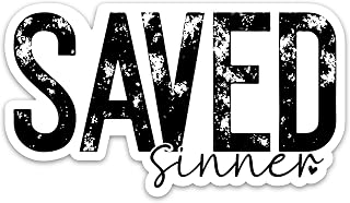 Saved Sinner Sticker Church Jesus Christian Sticker Bible Verse Faith Religious Waterproof Vinyl Stickers for Water Bottle Laptop Journal Tumbler Diary Phone Scripture Decals for Prayers Adults Kids