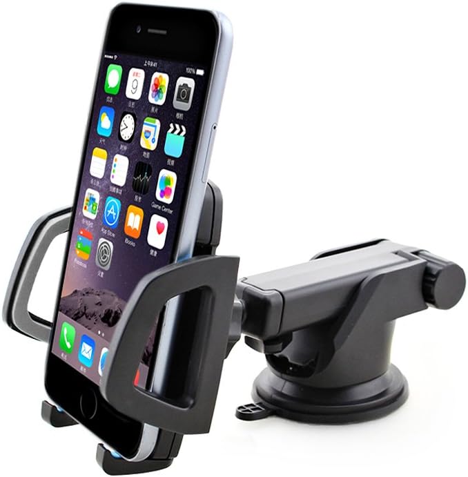Cell Phone Holder Windshield Car Mount - Universal Dashboard Cell Phone Cradle for iPhone7, 7Plus, 6, 6Plus, 6s, 5s, 5c, Samsung Galaxy S7 and Other Smartphones Black&Grey