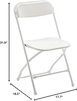 Vista 3 de BTEXPERT Juego de 4 sillas plegables de plástico color blanco con estructura de acero, sillas comerciales de alta capacidad para eventos, ligeras