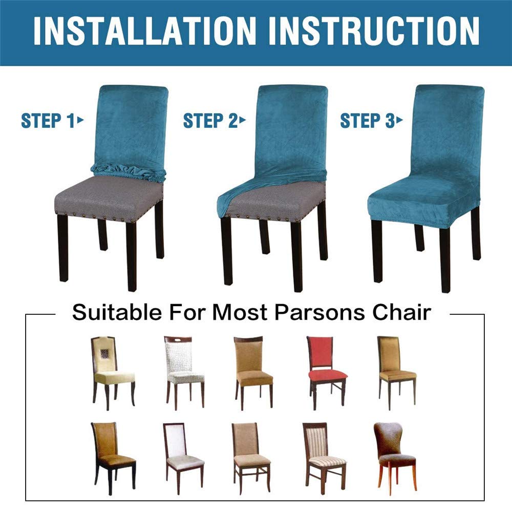 LINGKY Stuhlhussen 6er Set, Stuhlhussen für Esszimmerstühle, Stretch Samt Stuhlschoner Abnehmbarer Waschbarer, Stuhlbezug Universal für Esszimmer, Hotel, Bankett, Partys Deko