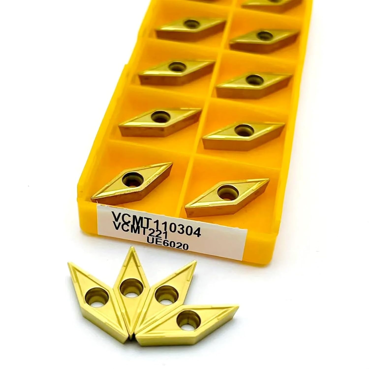 10pcs Carbide Turning Inserts VCMT110304 VCMT110301 VCMT110302 CNC Carbide Tips Blade Inserts CNC Lathe Turning Tools (Size : VCMT110301-ML KT8060)