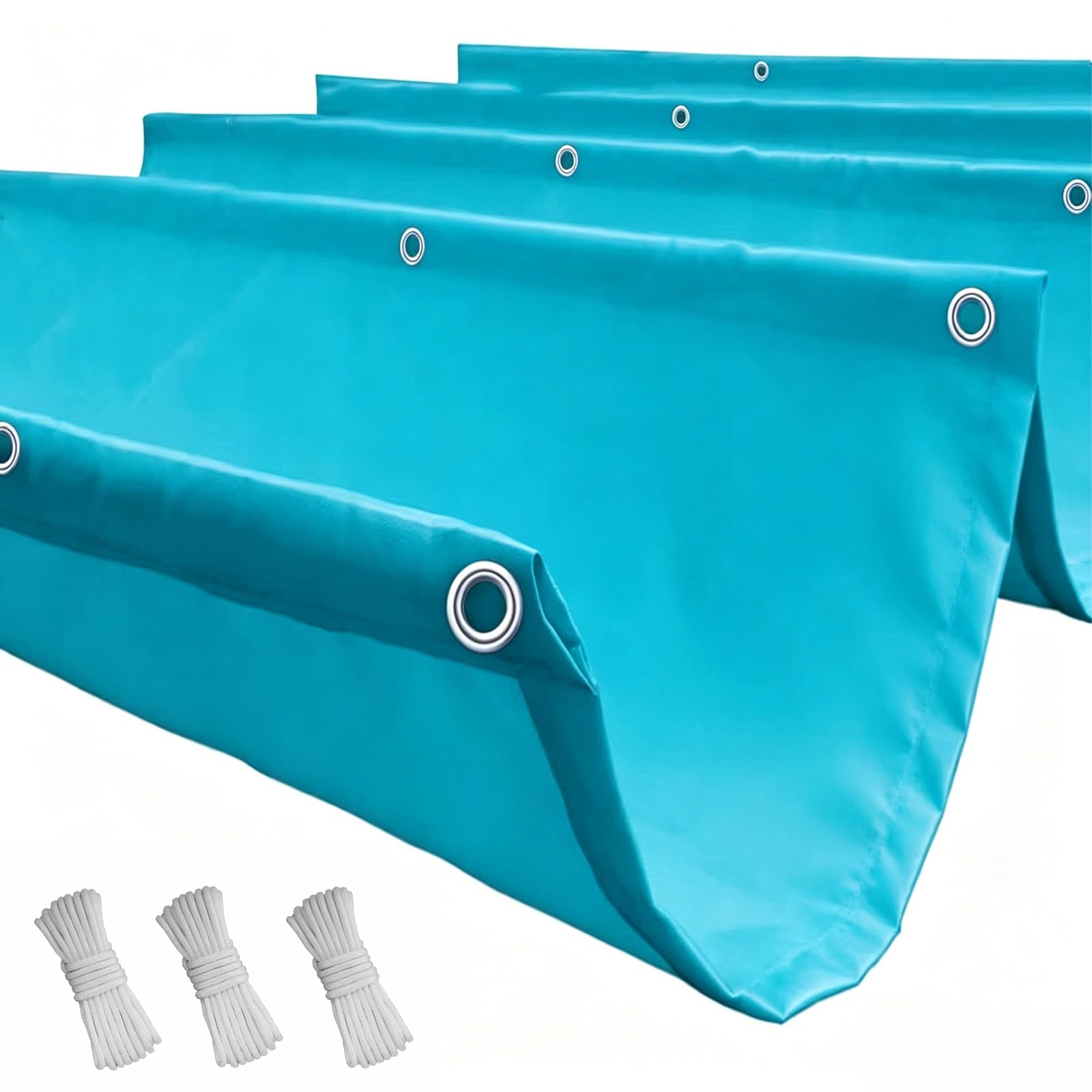 Toldo Retráctil Ondulado 1.2 x 8 m con Ojales y Cuerda, Vela Sombra Impermeable y Rectangular con Bloqueo UV y Resistencia a Desgarros para Jardín Porche Patio Barbacoa, Azul Cielo