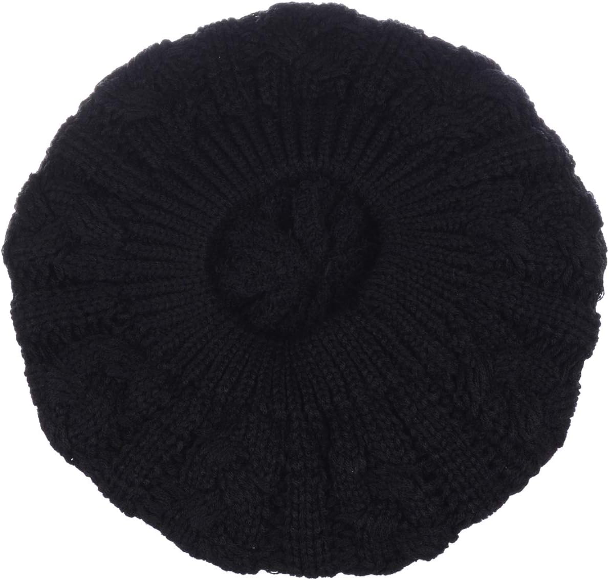 BYOS Womens Winter Cozy Cable Fleece Lined Knit Beret Beanie Hat (Set Available) - Image 3