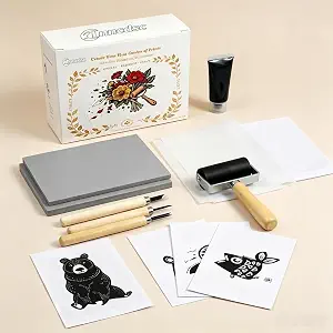 Linocut Printmaking Kit with Carving Tools and Supplies