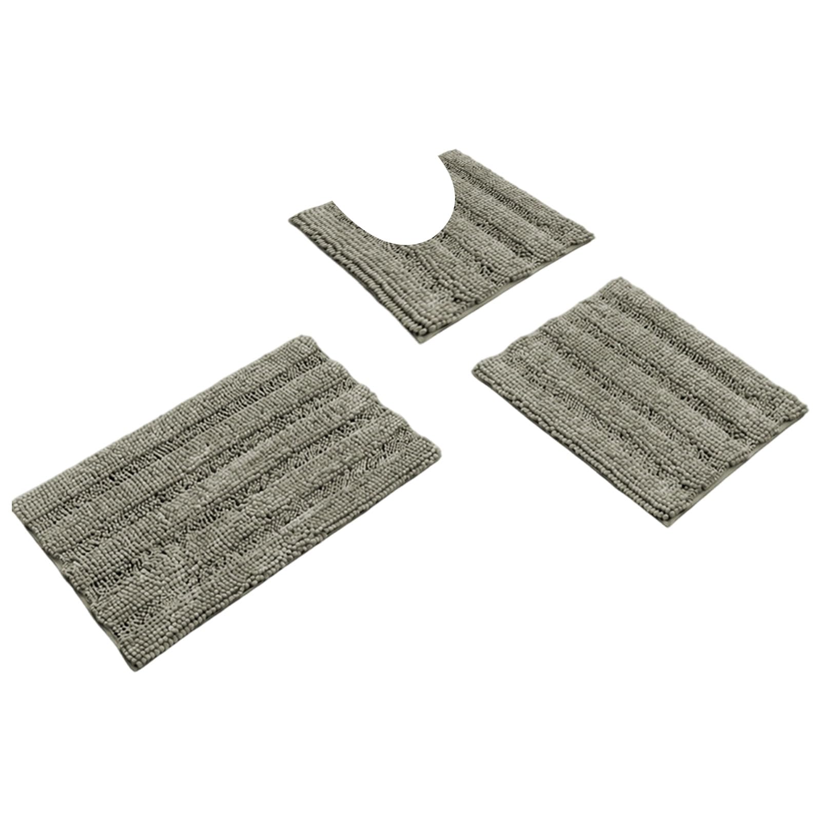 Oxxggkao Chenilles Bath Rugs 3 Pieces Soft Bathroom Floor Mats for Shower Entry Toilet Side and Tub Space Chenilles Rug