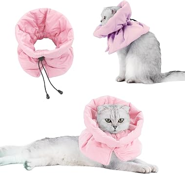 Cat Recovery Collar, Soft Adjustable Cone for Cats and Kittens, Lightweight Waterproof Elizabethan Collar for After-Surgery Care, Prevent Licking and Scratching, Neck Protector for PetsPink,M