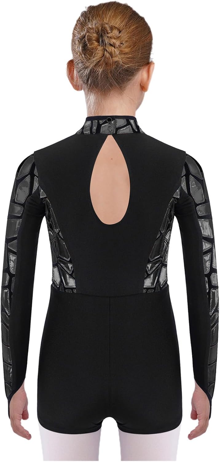 Teen Girls Gymnastic Leotards Modern Competition Costume Athletic Unitard Sequins Ballet Dance Biketard