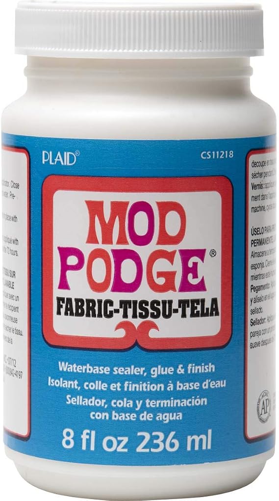 Mod Podge CS11218 8 oz Fabric Embellishment & Mod Podge Foam Brush Set x4, Yellow, Orange, Pink