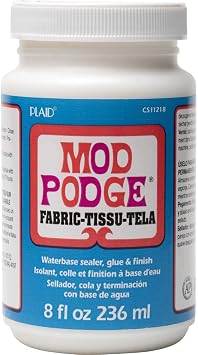 Mod Podge CS11218 8 oz Fabric Embellishment & Mod Podge Foam Brush Set x4, Yellow, Orange, Pink