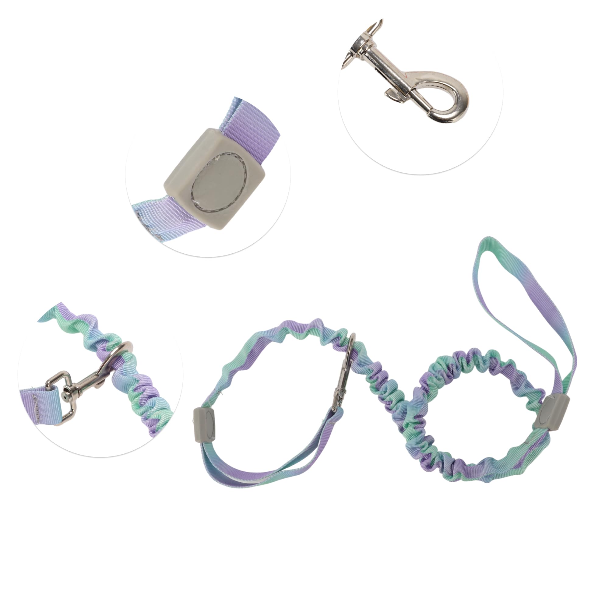 CAPASTEC Guinzaglio a Doppia Maniglia per Cani, Corda Elastico Nylon, Verde Viola Gradiente, Lunghezza 110-160cm