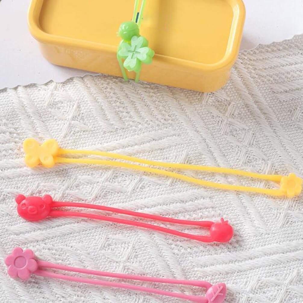 Kichvoe Elastic Binding Rope 4.72In Adjustable Silicone Bands for Kitchen Food Wrapping and Multi-Purpose Tie up Straps for Vegetables Bags Boxes 10 Pack