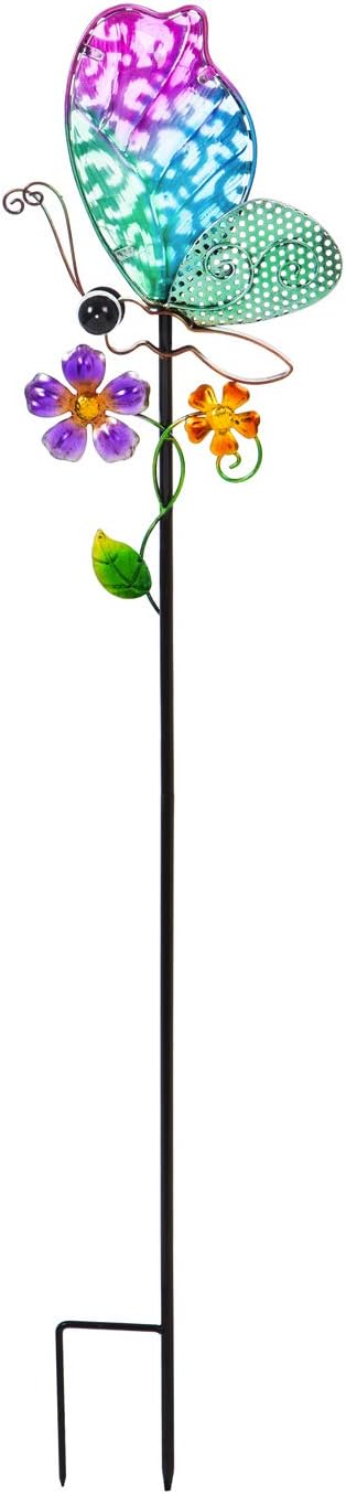 Evergreen Garden 36.25" H Twinkling Light Solar Garden Stake, Butterfly, Faucet Shaped Outdoor Décor for Your Lawn and Garden