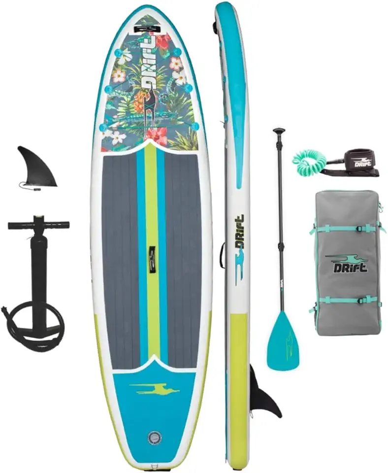 DRIFT Aero 10 FT 8in Inflatable Adult Stand Up Paddle Board Kit Includes Accessories Adjustable Paddle iSUP Travel Bag Blow Up Pump Safety SUP Coiled Leash Native