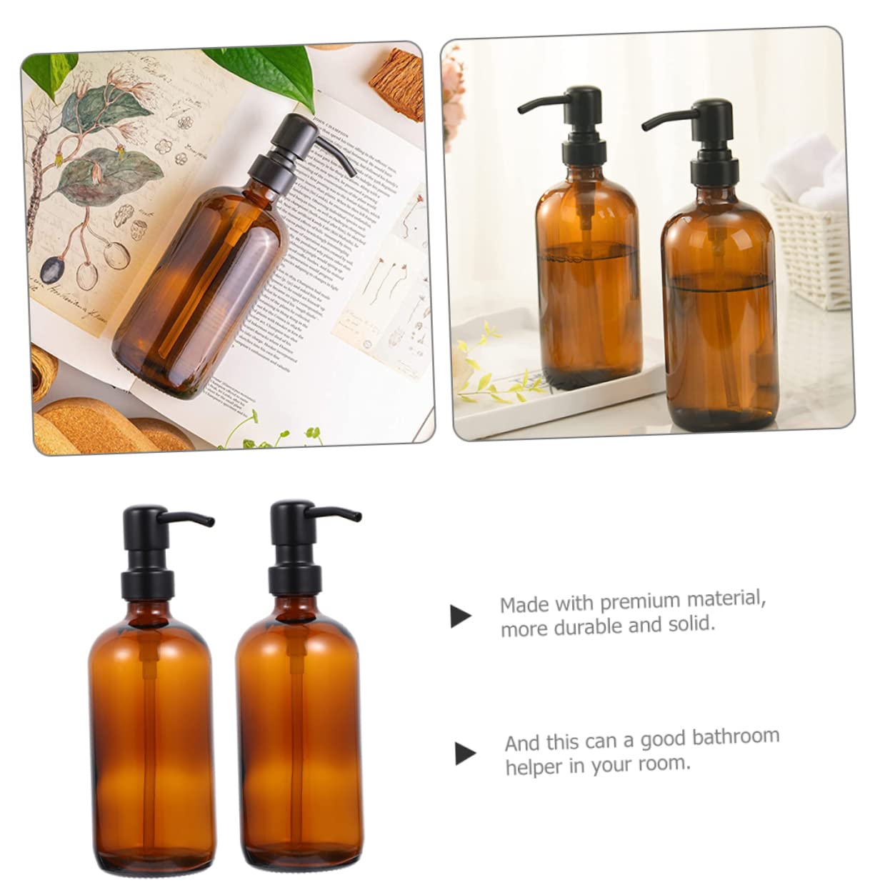 2piezas Dispensador De Loción Rellenable con Bomba Botellas Vacías para Champú y Acondicionador