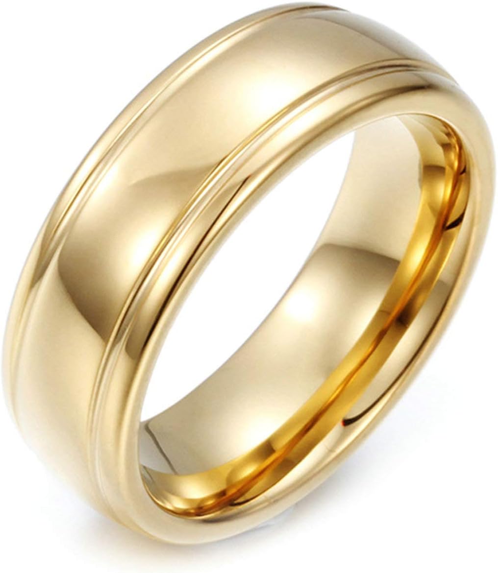 Daesar Tungsten Wedding Rings for Men Plain Band Mens Ring Gold Rings Men Hip Hop
