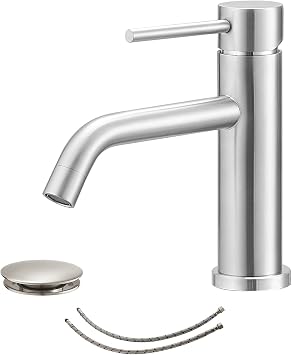 Homevacious Single Hole Bathroom Faucet Brushed Nickel