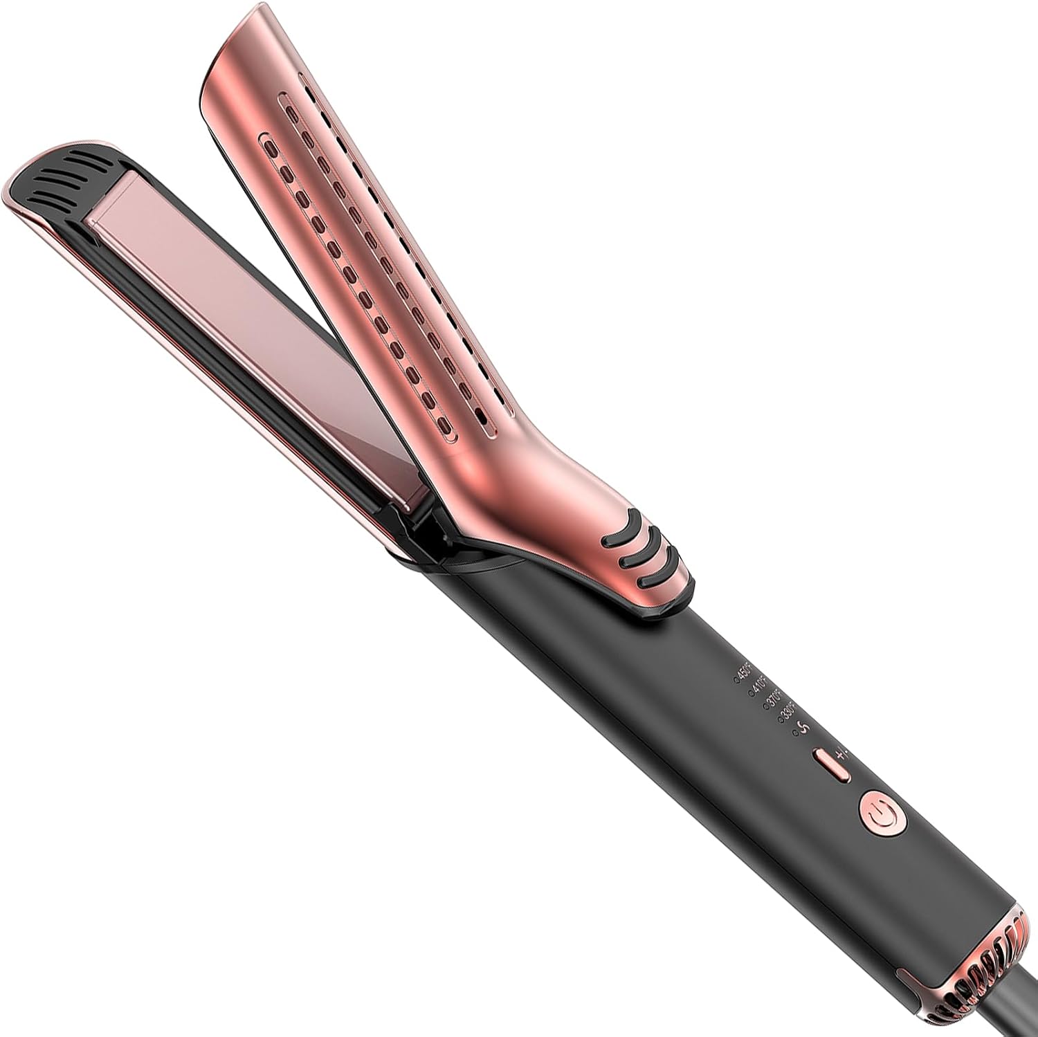 MESCOMB 360° Airflow Styler Curling Iron - 1.5 Inch Hair Straightener and Curler, Dual Voltage, Gold