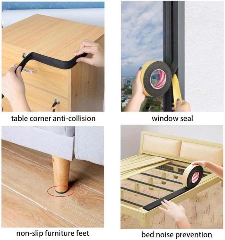 Foam Rubber Adhesive Tape for Acoustic Insulation of Furniture Doors and Windows Car Interior, Length 3m,15mm*30mm