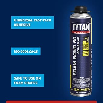 Foam Bond 60 24 oz Polyurethane Adhesive Fast-Tack, 60-Second Drying, DIY Glue for Foam Panels, Shiplap, Wall Paneling, Board and Batten, Subfloors, Wood (6 Pack Kit)