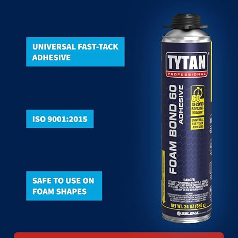 Foam Bond 60 24 oz Polyurethane Adhesive Fast-Tack, 60-Second Drying, DIY Glue for Foam Panels, Shiplap, Wall Paneling, Board and Batten, Subfloors, Wood (6 Pack Kit)