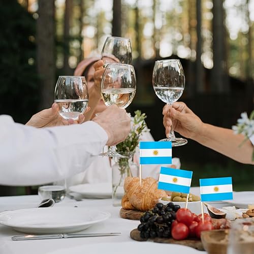 Miniatura 4 de Banderas argentinas con palillos de dientes, pequeñas banderas argentinas en palo, etiquetas para alimentos, etiquetas para fiestas, bufé, cupcakes,