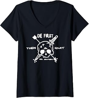 Womens Die First Then Quit Veil Solutions Skull Knife V-Neck T-Shirt