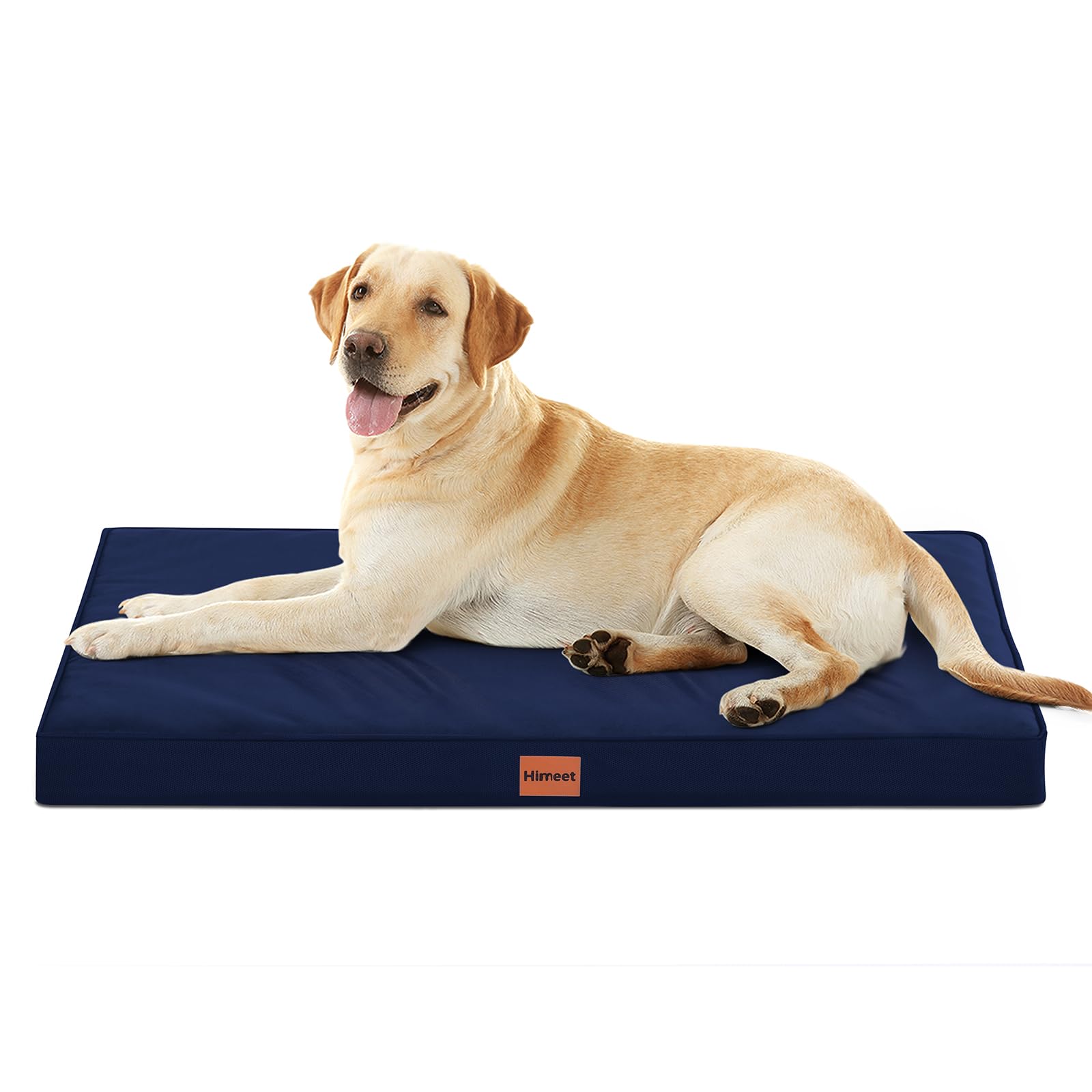 HIMEET- Indestructible Dog Bed with Durable Oxford Frame Extra Large Dog Beds 42 Inch Navy Waterproof Outdoor XLarge Puppy Pad Washable XL Doggie Mat for Creat,Jumbo Pet Bed for Huge Dogs