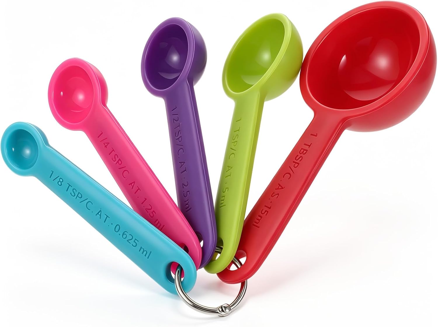 Silicone Measuring Spoons Set - 5PCS Colorful Measuring Spoon with Hang Hole for Kitchen Cooking Baking