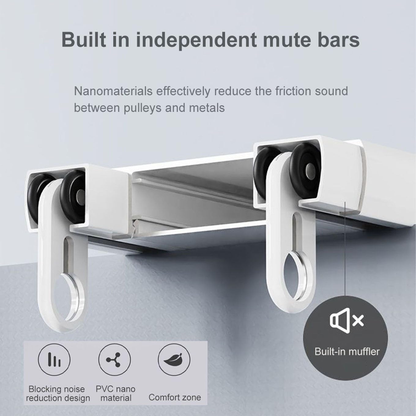Binario per Tende Resistente, Binario per Tende A Doppio Soffitto Binario per Tende Doppio Nascosto Silenzioso, Binari per Tende E Accessori Adatti per Soggiorno E Bagno(White,170cm/66.9in)
