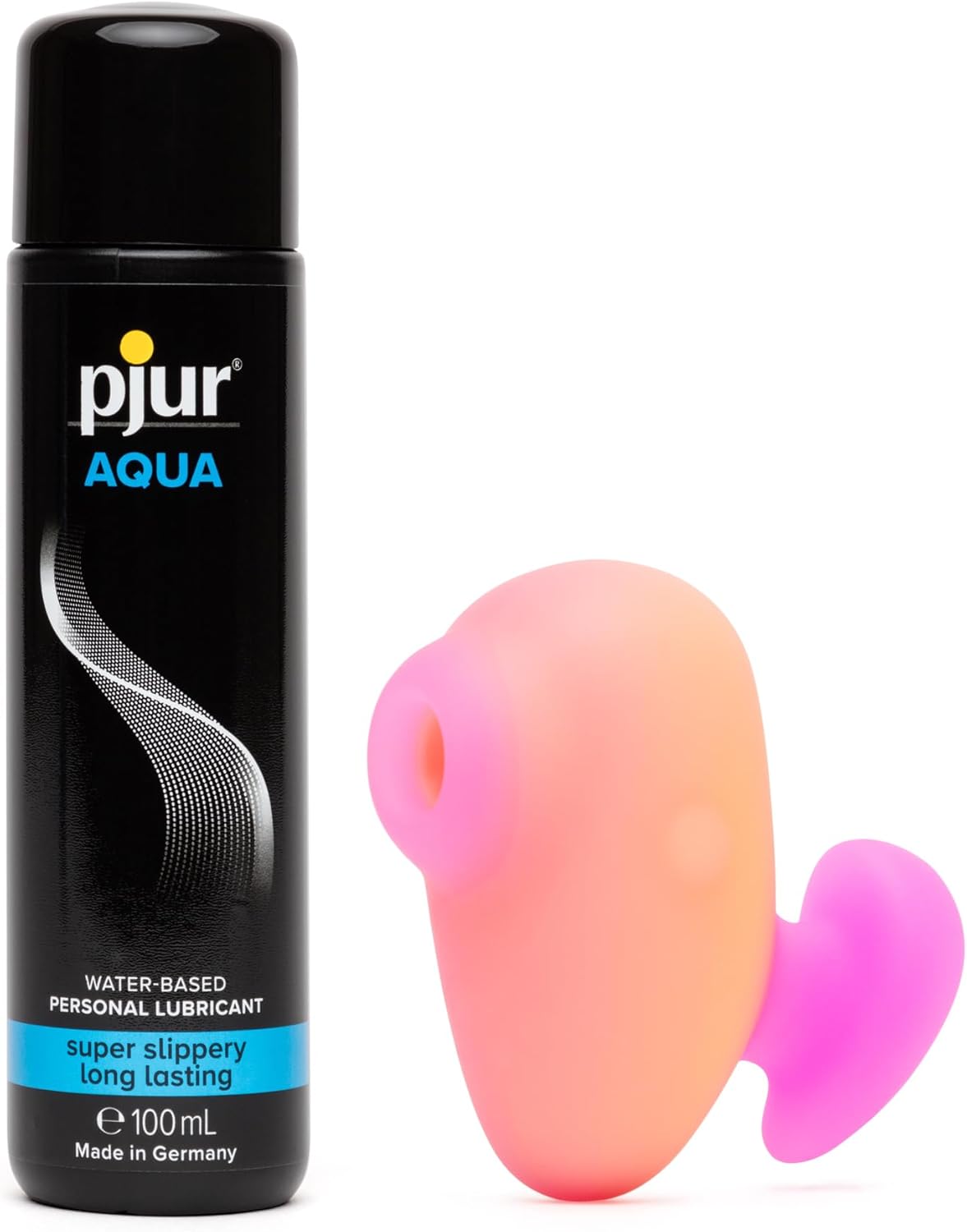 ROMP Kiss Travel Pleasure Air Clitoris Stimulator & Pjur Aqua Water Based Personal Lubricant 3.4 fl oz - Female Sex Toys Bundle
