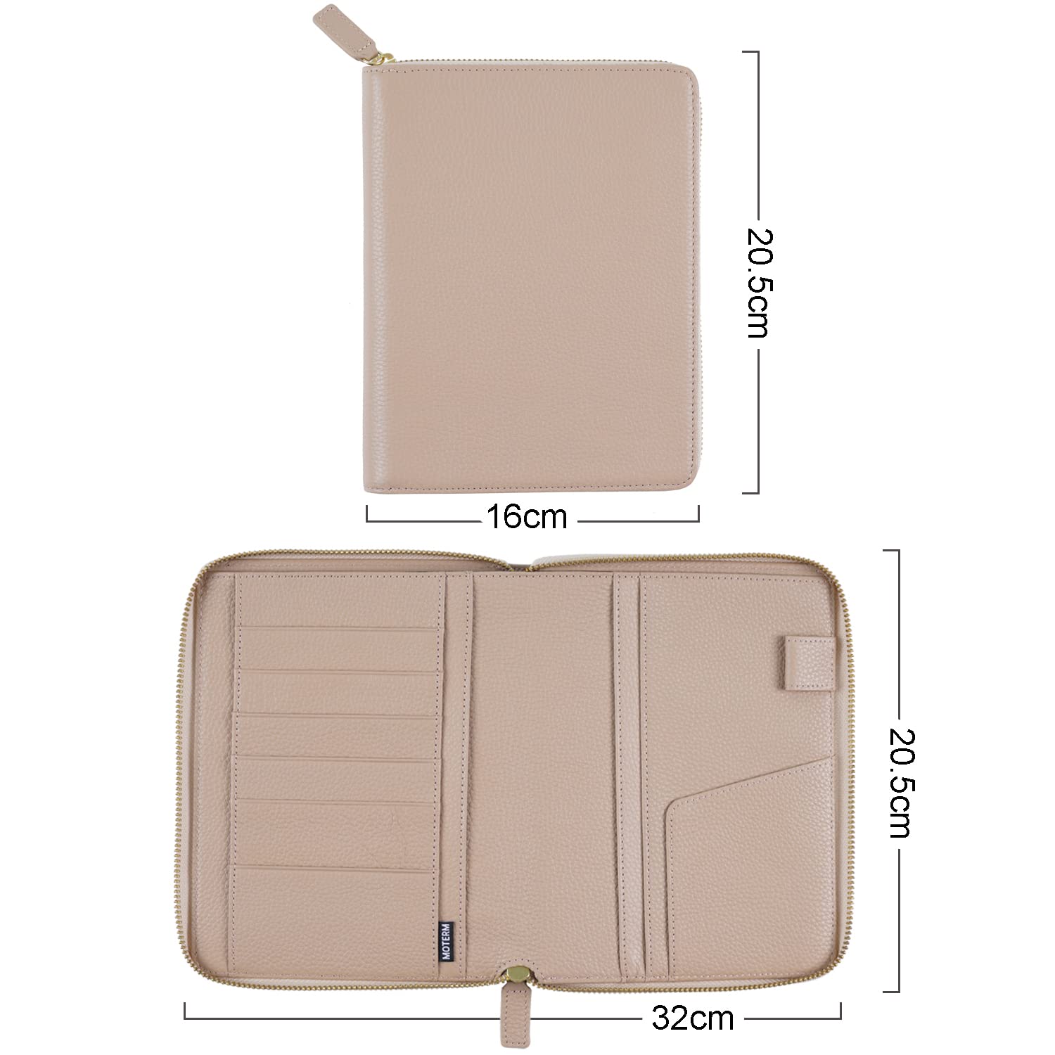 Moterm Funda de piel con cremallera para planificadores Stalogy B6