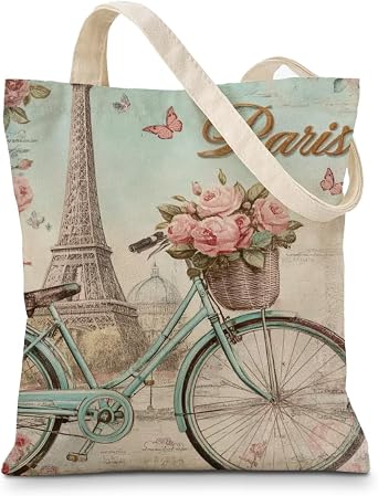 Vintage Canvas Totes Bags, Aesthetic Canvas Tote Bag for Casual Vacation Shopping, Tote Bag Gift for women