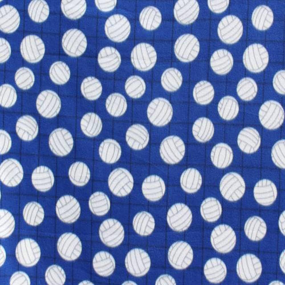 Pico Textiles Volleyballs Royal Blue Fleece Fabric - 2 Yards Bolt/Multi Collection - Style# 1051
