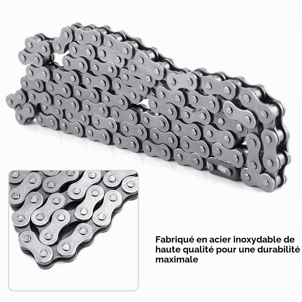 Qiilu Chaine Velo Moteur Chaîne à maillons 415-110L, chaîne en Acier Inoxydable pour vélo de vélo motorisé par Moteur
