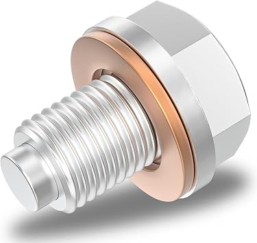 M12x1.25 Aluminum Magnetic Oil Drain Plug - Superior Neodymium Magnet & Leakproof Copper Gasket, Robust Oil Pan Bolt Fit for Toyota, Lexus, Nissan, Infiniti - 1PCS