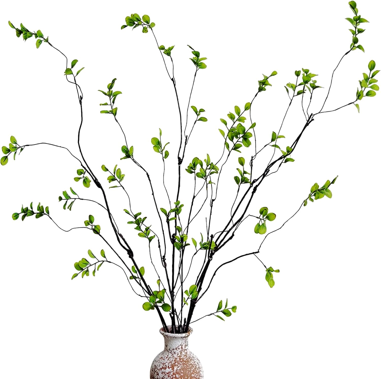4 Pcs Artificial Ficus Branches Faux Eucalyptus Stems, 47.2 Inch Fake Greenery Stems Artificial Plants for Vase Filler Decoration, Fake Leaves Branches Centerpieces Decor 4 Pcs Green