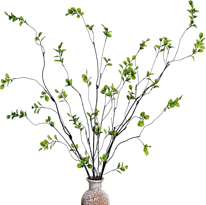 4 Pcs Artificial Ficus Branches Faux Eucalyptus Stems, 47.2 Inch
