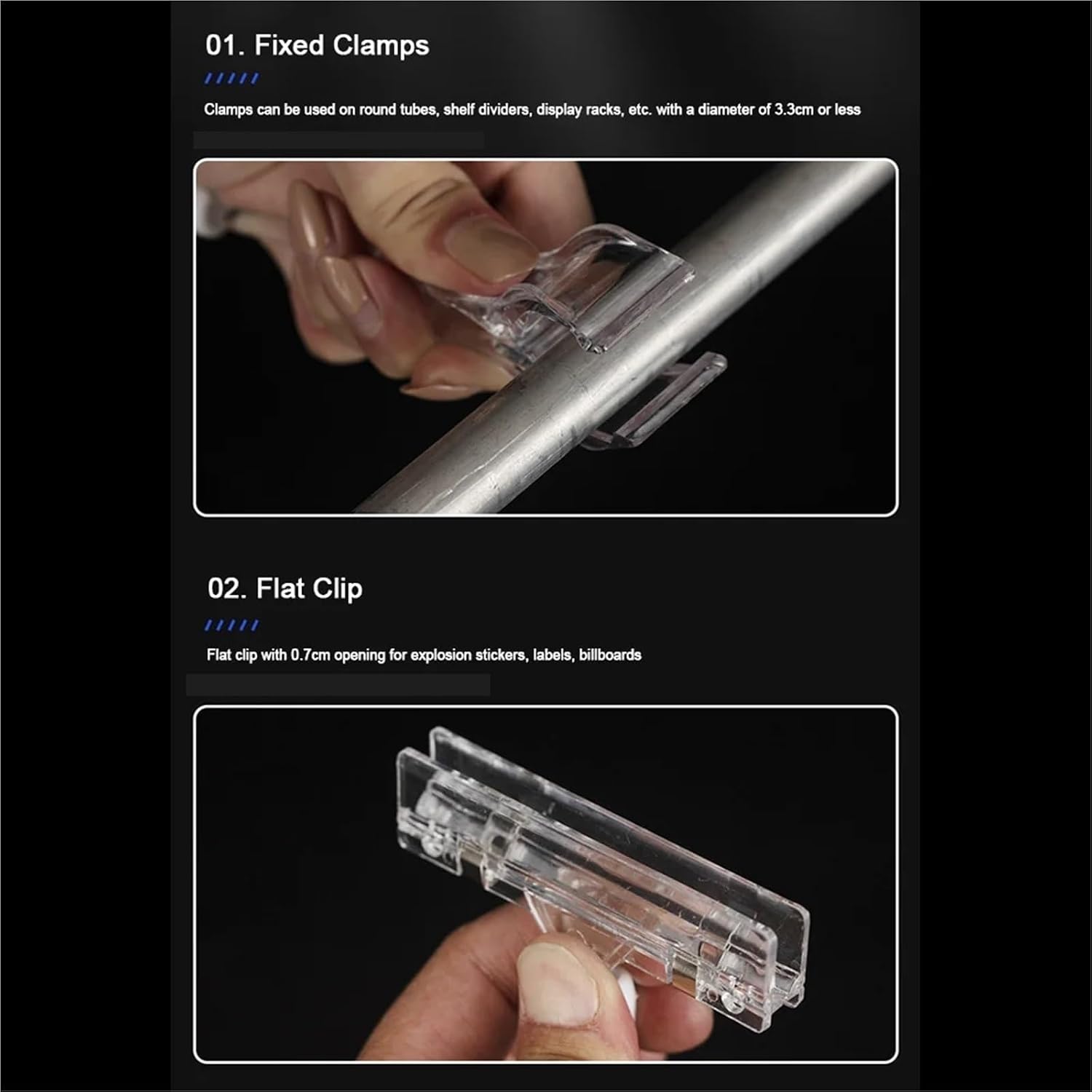 Price Tag Holder 30 Pcs Clear Plastic Sign Holder Clips Rotatable Double Head Display for Retail Rack for Retail Stores, Supermarkets and Trade Shows