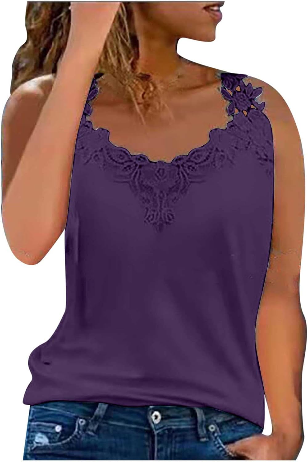 HAOLEI Lace Vest Tops Women UK,Ladies Tank Top Sexy V Nech