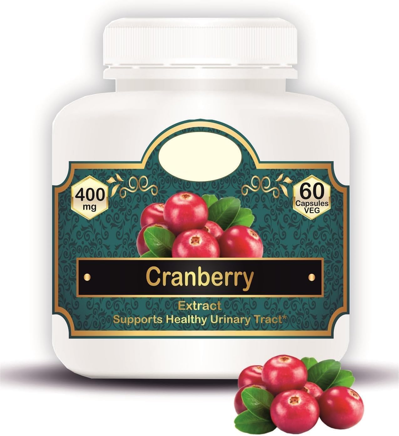 Natural Cranberry Capsules for UTI - Cranberry Extract 400mg - 60 Veg Capsules