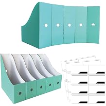 ANSSDO 12 Pack Teal Cardboard Magazine Holders, Premium Magazine File Holder for Desk, Foldable Large Volume Magazine File Organizer as Book Bins or Folder Holder for Office or School
