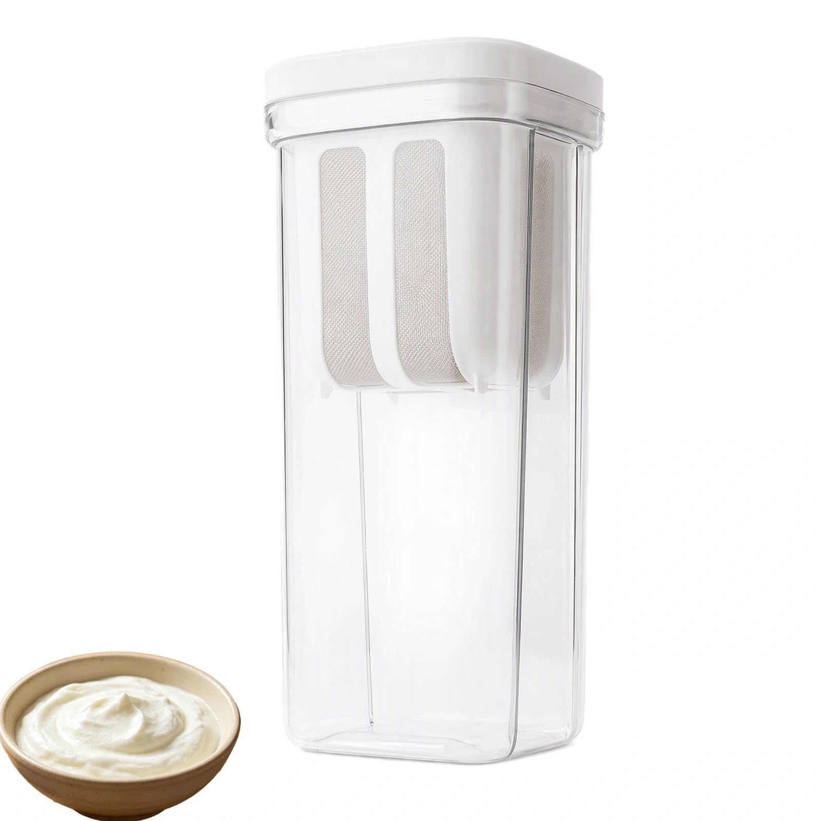 Yogurt Strainer with 2000ml Capacity, Stainless Steel Fine Mesh Filter, Leak-Proof Lid, Reusable Design, for Greek Yogurt, Cheese, Soybean Milk & Nut Milk Making