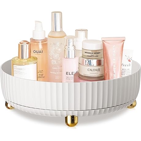 Spacious Rotating Makeup Organizer for Versatile Storage