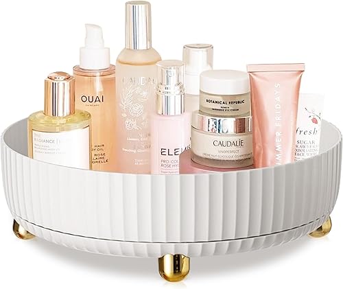 Organizador de perfumes de maquillaje, bandeja de cosméticos, organizador de maquillaje giratorio de 360 grados, Lazy Susan de gran capacidad,