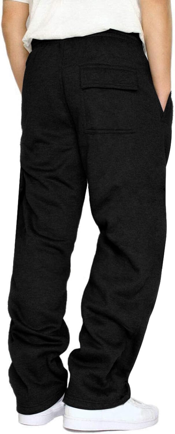 Men's Fleece Sweatpants Open Bottom Drawstring Hiking Jogger Workout Sweatpants for Men with Pockets - Image 5