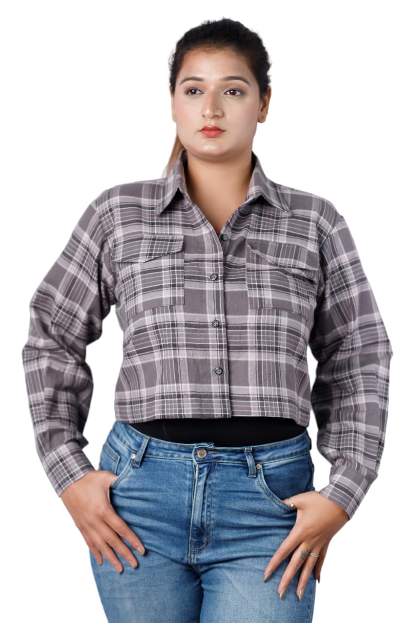 MynxTop for Women |Cotton Fabric | Check Design | Causal Wear | Full Sleeve | T-Shirt Pattern